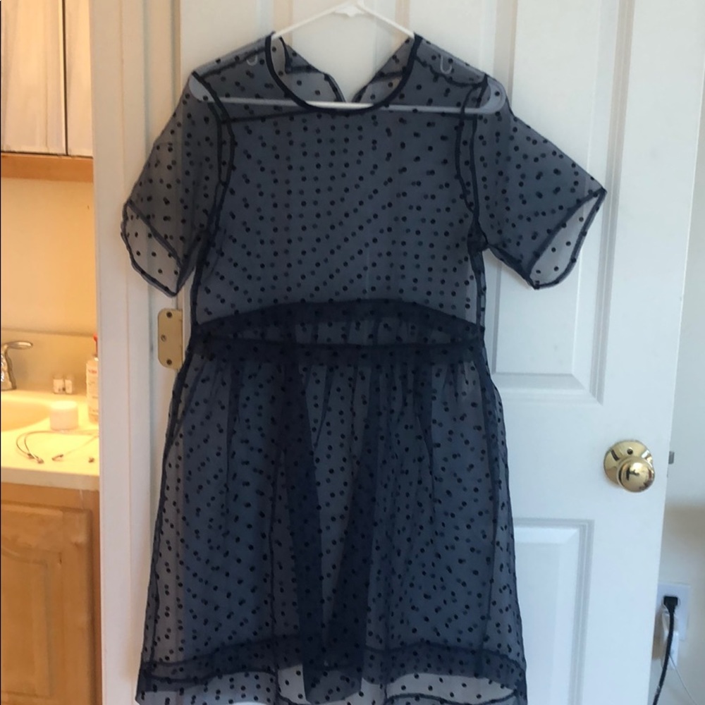 Mesh dress with poke dots